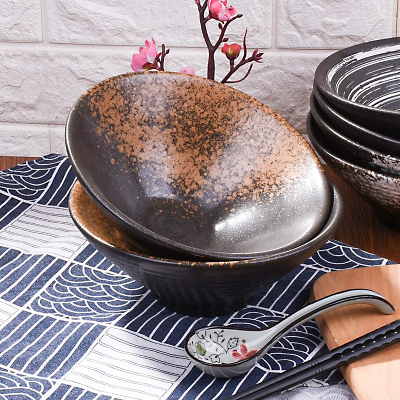 Cerficer 32 Oz Japanese Ramen Bowl Set of 2 Ceramic