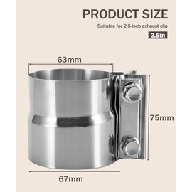bylikeho Exhaust Clamp,Car Accessories 4" 3" 2.5" 5" 3.5" 2.75" Lap Joint Exhaust Band Clamp Sleeve Coupler,Stainless Steel Exhaust Pipe Clamp for Exhaust System,Exhaust Tubing Connection (2.5")