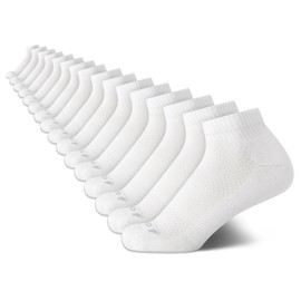 AND1 Boys Quarter Socks - 16 Pack Moisture Wicking Cushioned Athletic Basketball and Running Socks for Boys (Sizes: S-L), Size Small-Medium, White