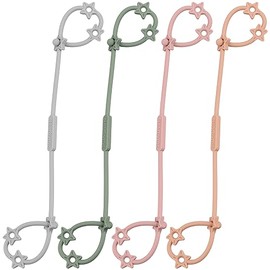 Correas de seguridad para juguetes, correas elásticas ajustables para vasos, botellas para beber o chupete para carriola, silla alta, asiento de coche, cesta colgante (4 unidades, gris, salvia, rubor, silenciado)