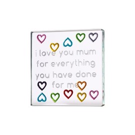 Spaceform Miniature Glass Token - Multi Hearts Mum - I Love You