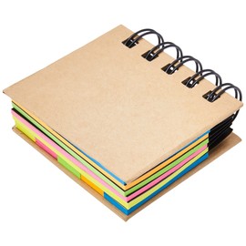eBuyGB Sticky Notes Box Multi Memo Notepad Portfolio, 5 Colours, Brown,7 x 7.5 x 2.3 cm