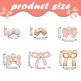 LEGENTLISUR 60 Pcs 6 Styles Bow Charms for Jewelry Making Cute Alloy Enamel Bowknot Pendants Charms for Women Earrings Necklace Bracelets DIY Supplies(Pink)