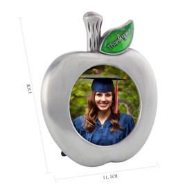 Lasody Apple Shaped Zinc Alloy Picture Frame Thank You Teacher Frame Thanksgiving Gift (3x3, Apple)