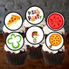 24 essbare Cupcake-Topper mit Pizza-Party-Thema, stehend, Kuchen-Dekoration