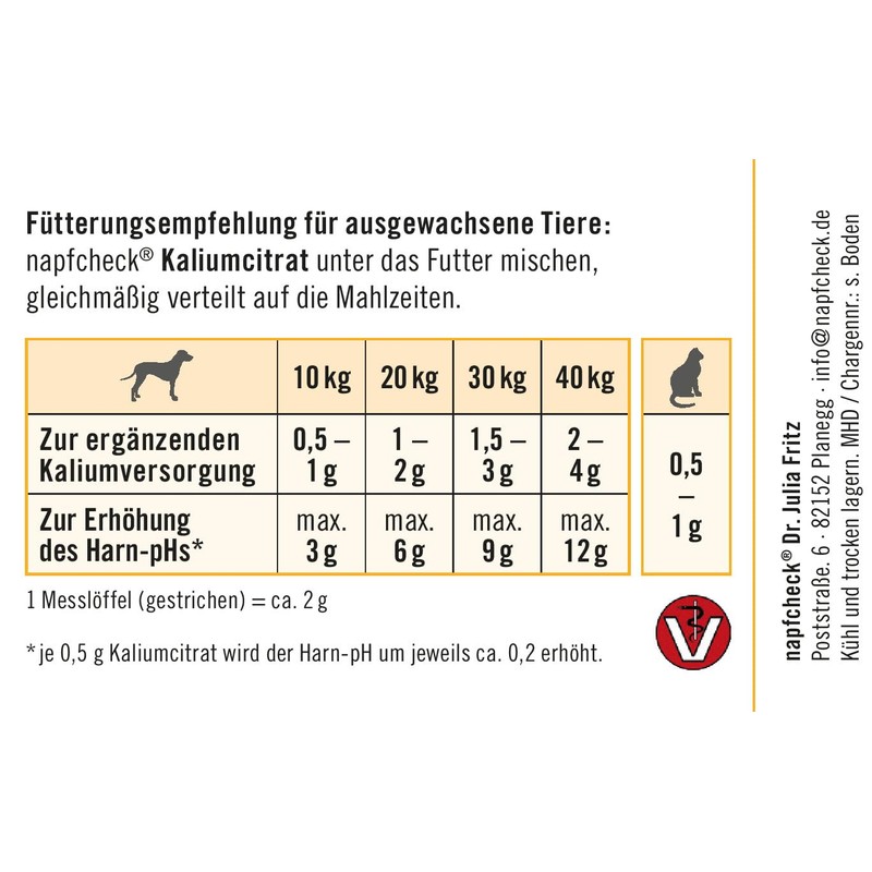 napfcheck Potassium Citrate for Dogs and Cats 150 g