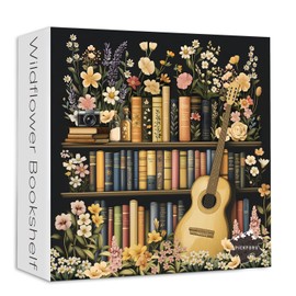 Wildflowers Puzzles for Adults 1000 Pieces, PICKFORU Vintage Flower Book Wildflower Page Puzzle Guitar, Retro Blooming Bookshelf Jigsaw Puzzle, Plant Floral Theme for Book Lover