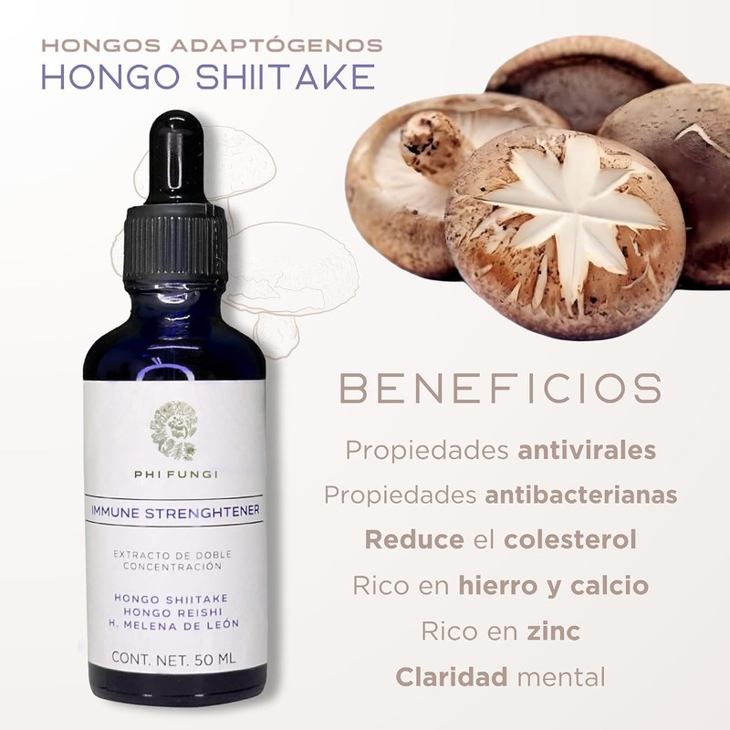 Extracto de Reishi, Shiitake y Melena de León de Doble