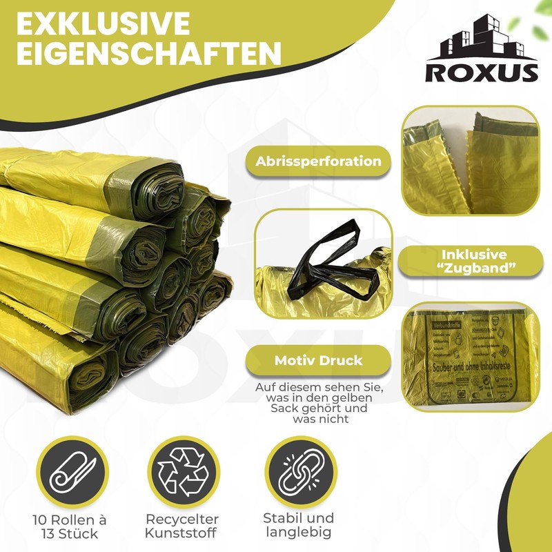 Pack of 65 Yellow Bags, Yellow Bin Bags, Recycling Bin
