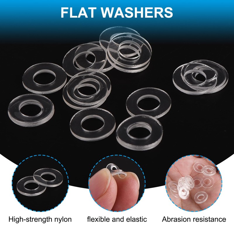 PATIKIL Nylon Flat Washers, 20 Pieces 0.2" ID 0.39" OD
