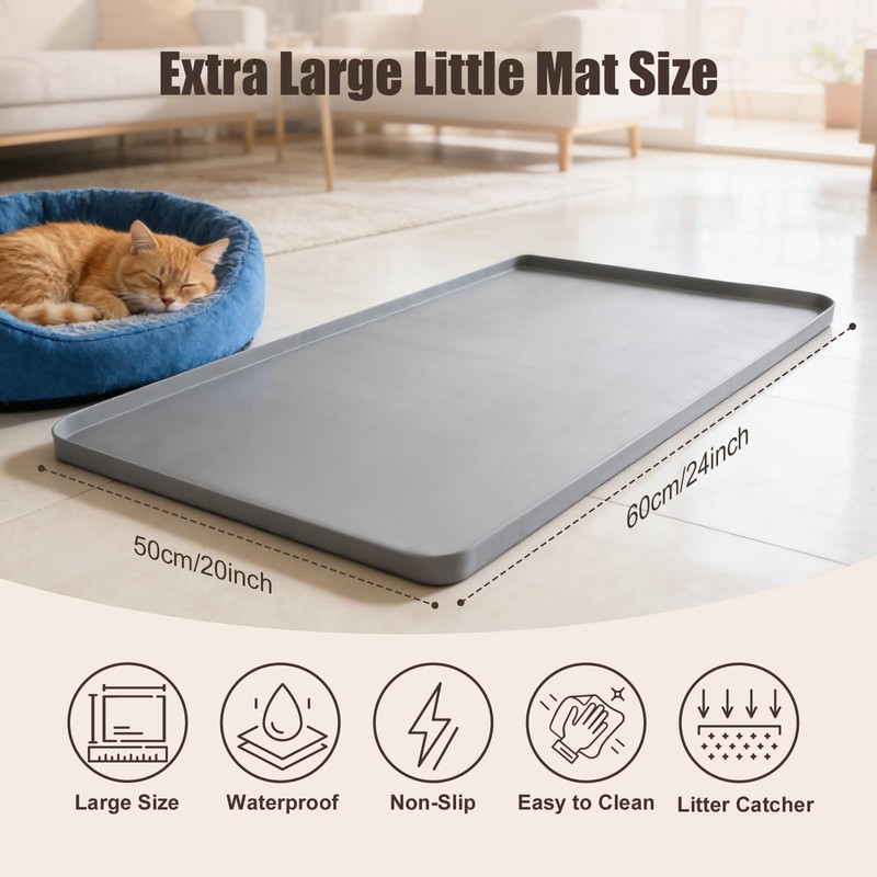 Silicone Cat Litter Mat 24x20 in Waterproof Litter Box Mat