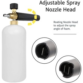 Short Pressure Washer Gun with Foam Cannon, 1/4 Inch Quick Connector, with 5 Pressure Washer Nozzle Tips and Holder, Jet Wash Gun 4350 PSI, 1 Liter