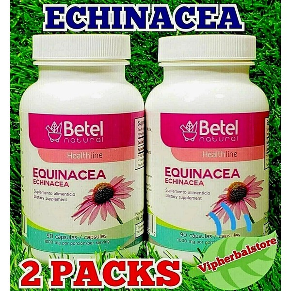 2 Packs Echinacea / Equinacea 180 Capsules Betel Natural 1000 mg per Serving
