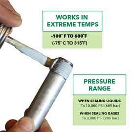 Gasoila Premium Pipe Thread & Gasket Sealer, Lead-Free Non-Hardening Paste, Safe for Iron, Stainless Steel, Plastics, -100 to 600°F, 1 Pint with Brush, for Industrial & High-Pressure Applications