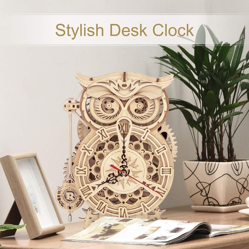 ROKR 3D Wooden Puzzles for Adults Owl Clock - Mechanical