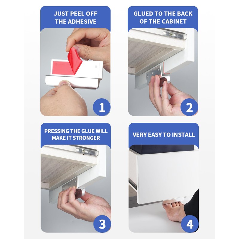 BaiNong Adhesive Touchless Foot Pulls for Cabinet Trash Can Silvery