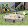 64''x56''x8.5'' Wooden Octagon Sandbox with Cover, Large Sandpit for Kids