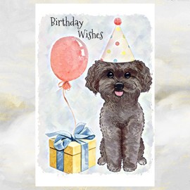 Black Poodle Dog Birthday Card