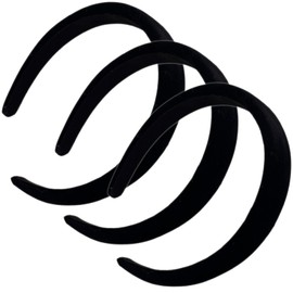 Amazleer Schwarze Samt-Haarbänder, gepolstert, solide, dicke Haarbänder, Samt-Haarband, Reifen, Urlaub, elastisches Haarzubehör für Frauen (Schwarz, 3 Größen)