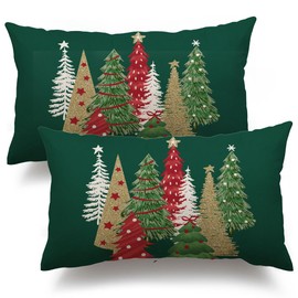 DFXSZ Christmas Pillow Covers 12x20 Inch Christmas Tree Decorative Green Throw Pillows Winter Christmas Decor for Home Couch TH-50B120