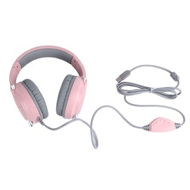Gaming Headset 7.1 Sound RGB Light 50mm USB Powerful Bass Computer Wired Headset for Home Pink