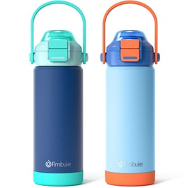 Kids Insulated Water Bottle with Pop-Open Straw & Spout 2-in-1 Lid, 18oz Leak Proof 18/8 Stainless Steel Vacuum Tumbler, BPA-Free Kids Cup For Travel School Boys Girls Toddler, 2 Packs Sea World