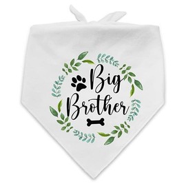 Funny Flower Pattern Plaid Big Brother Pet Dog Bandana, Pet Dog Announcement Gender Reveal Photo Prop Triangle Bibs Accessories for Dog Lovers Owner Present (White, 42 * 42 * 62cm)