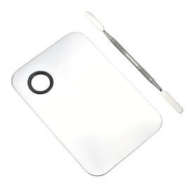 Makeup Mixing Palette, Stainless Steel Makeup Palette, Cosmetic Palette with Spatula Tool for Nail Art Eye Shadow Eyelash Makeup (Large)