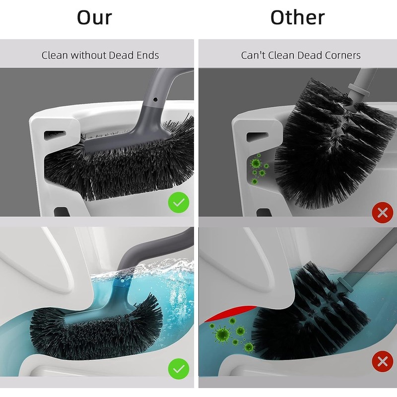 HAMITOR Toilet Bowl Brush Holder Set: Bathroom Deep Cleaning Toilet