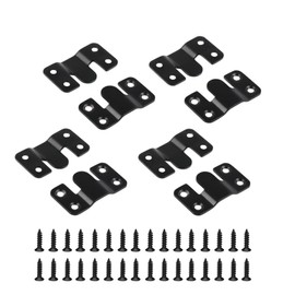 4 Pairs Interlocking Flush Mount Bracket Picture Hanging Hooks Stainless Steel Heavy Duty Photo Frame Hook Large Picture Hanger Buckle Furniture Connector Headboard Wall Mounting Hardware（Black）