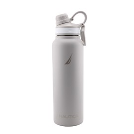 NAUTICA Double Wall Stainless Steel Tumbler With Screw-On Cap, 40 oz Cold And Hot Drink (Grey)