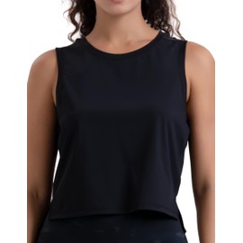 Colorfulkoala Women's Workout Top Quick Dry Athletic Shirt Mesh Back Muscle Tank (L, Black)