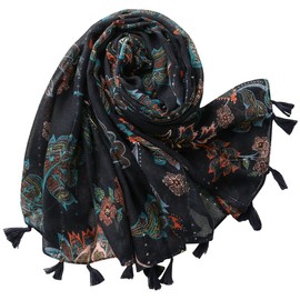 MAIRY Women Scarf with Tassels Elegant Long Shawls and Wraps Large Soft Neck Scarfs Loose Beach Cover Up Ladies Scarves, 115