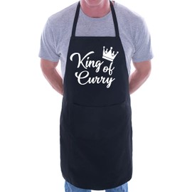 Print4U King Of Curry Men's Funny Slogan Novelty Cooking BBQ Apron Black