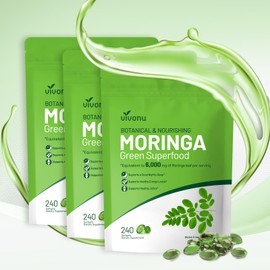 VivoNu Moringa Capsules | Pure Moringa Leaf Extracts, Energy, Skin & Gut Health Superfood, Rich in Antioxidants, Essential Vitamins & Amino Acids, Natural Green Superfood Supplement