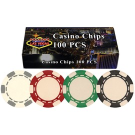 DA VINCI 100 11.5 Gram Poker Chips in Las Vegas Gift Box (6-Stripe), Use Blank or Print with UV Printer