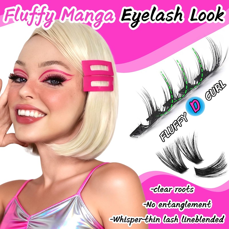 Lash Cluster Eyelash Extensions, 10-18mm Lash Clusters 80D+100D D Curl