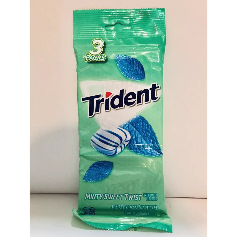 Trident 3 Packs .Trident Minty Sweet Twist Sugar Free Chewing