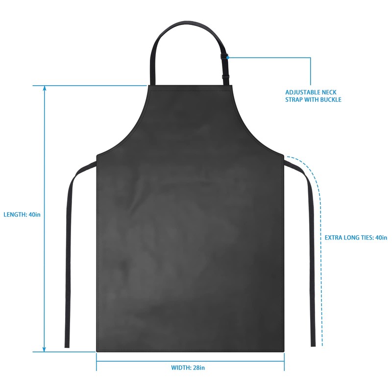 2 Pack Waterproof Rubber Vinyl Apron 40 Inch Chef Aprons