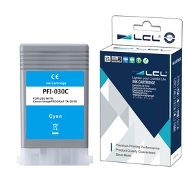 LCL Compatible Ink Cartridge PFI030 PFI-030 PFI030C PFI-030C Pigment (1Pack Cyan) Replacement for Canon ImagePrograf TA-20 TA-30 TM-240 TM-340