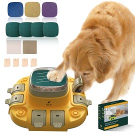 3-in-1 Puzzle Toy & Dog Nail File, Enrichment Toys with Treat Dispenser, Scratch Pad for Nails with 8 Sandpapers, YellowColor: Yellow, Volume: 200g