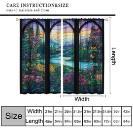Llylumty Stained Glass Blackout Curtains Windows Nature Themed Colorful Landscape Tree Mountain Forest Style Art Decor Window Treatment Curtain for Living Room Bedroom 21x45in,2 Panel Set