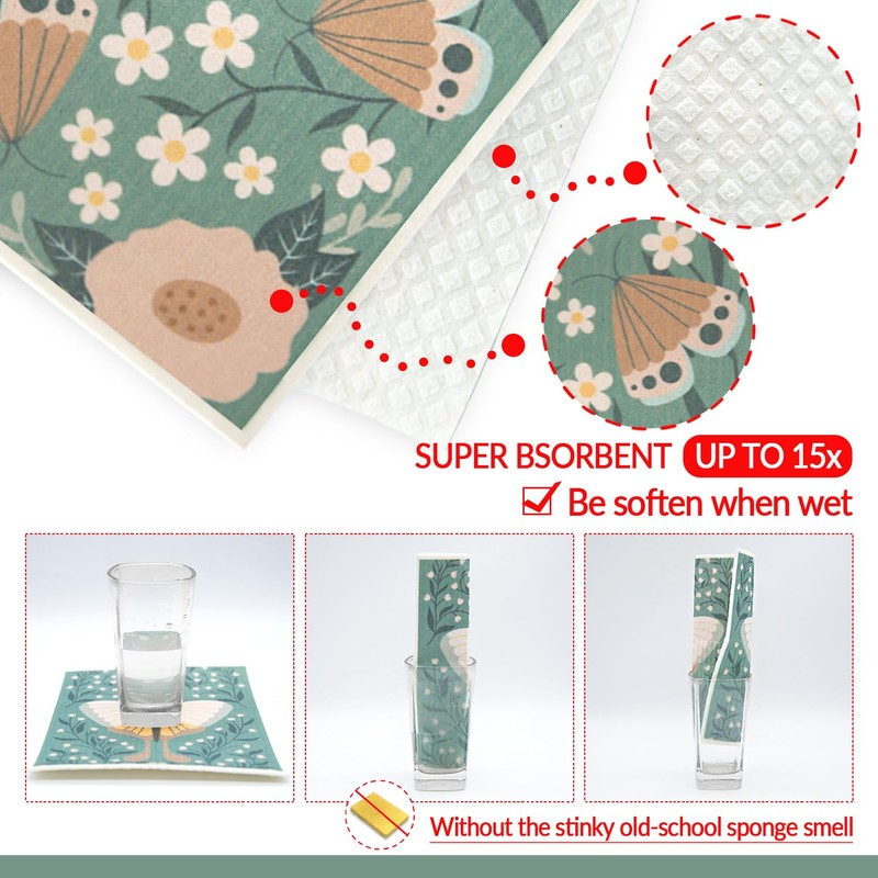 6 - Pack Swedish Kitchen Dish Cloths - Reusable Paper