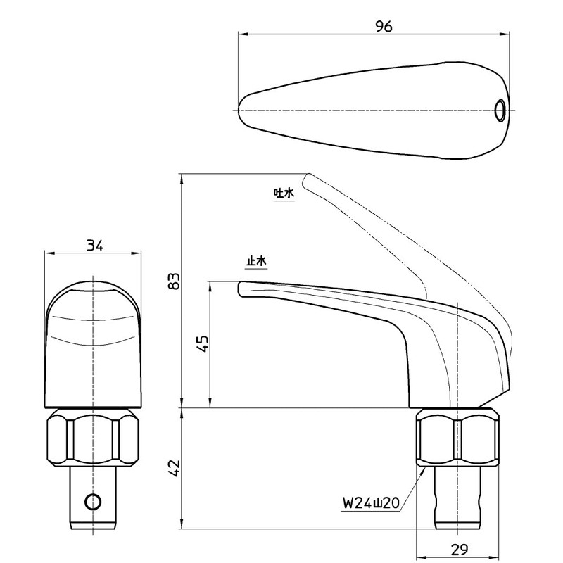SANEI (Sanei) Single Lever Single Faucet Upper Part, One-Touch Water