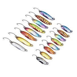 KAJIKI Pure Copper Spoons, 16 Pieces Set, 0.1 oz (2.5 g/3.5 g), Trout, Mountain Stream Fishing, Tube Fishing, Lure, Rainbow Trout, Area Trout, Yamame, Ivana, Himemasu (16 Colors), Highly Versatile, 16