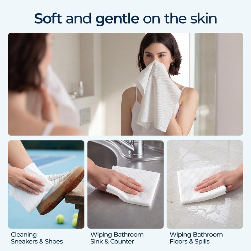 ecolook Compressed Disposable Face Towels, 12" x 11" 90GSM Thick