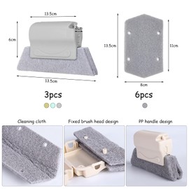 Set mit 3 Reinigungsbürsten für Fensterschlitze (Meterware, Grau, Grün) und 6 Ersatzpads, 2 kleine schwarze Bürsten, Handreinigungsbürste für Türschiene, schnelles Reinigen.