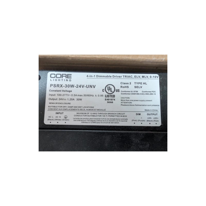 Core lighting LED Driver 24V 30W psrx-30w-24v-u