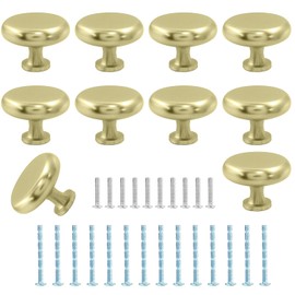 Waziaqoc 10 Pack Brushed Brass Kitchen Cabinet Knobs, Stylish Dresser Knobs, Zinc Drawer Knobs for Cabinet Hardware
