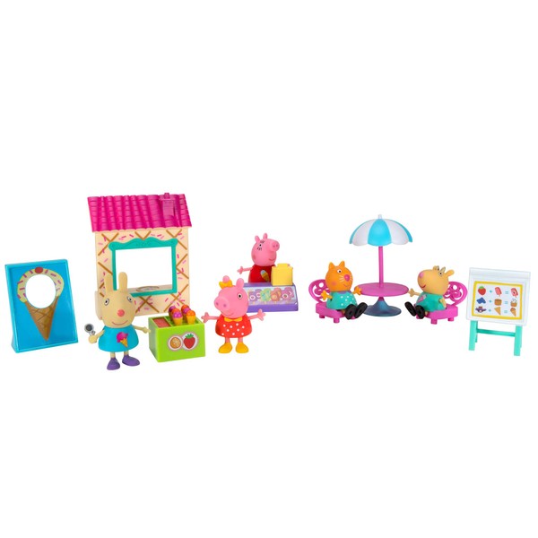 Peppa Pig Ice Cream Time Deluxe Playtime Set – Including Peppa Pig, Mummy Pig, Rebecca Rabbit, Candy Cat, Ice Cream Stand, Cash Register, Menu Easel, and Other World of Peppa Accessories!